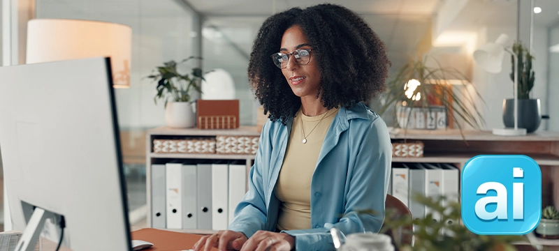 Psychologist reviewing an AI-assisted psychological report draft on a laptop.