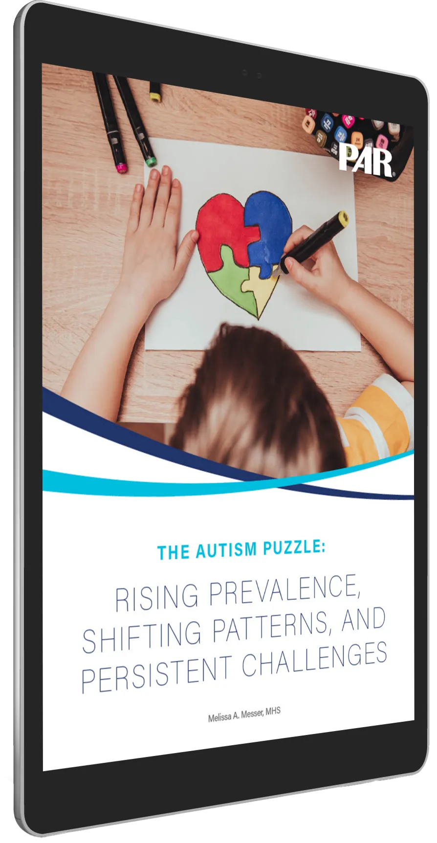 Cover of autism white paper featured on a tablet